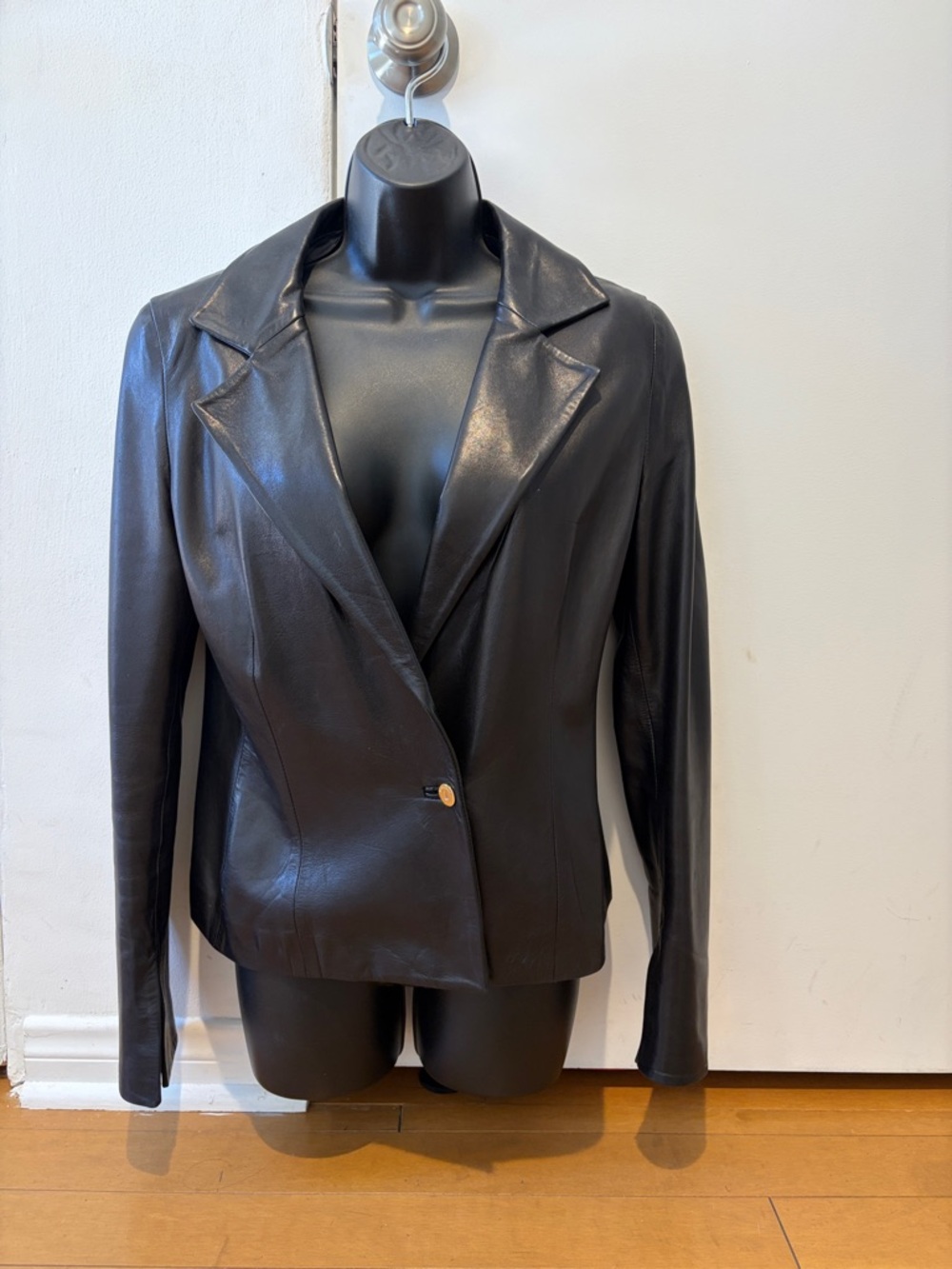 Women's Italian Designer Trussardi Genuine Soft Black Leather Blazer Jacket